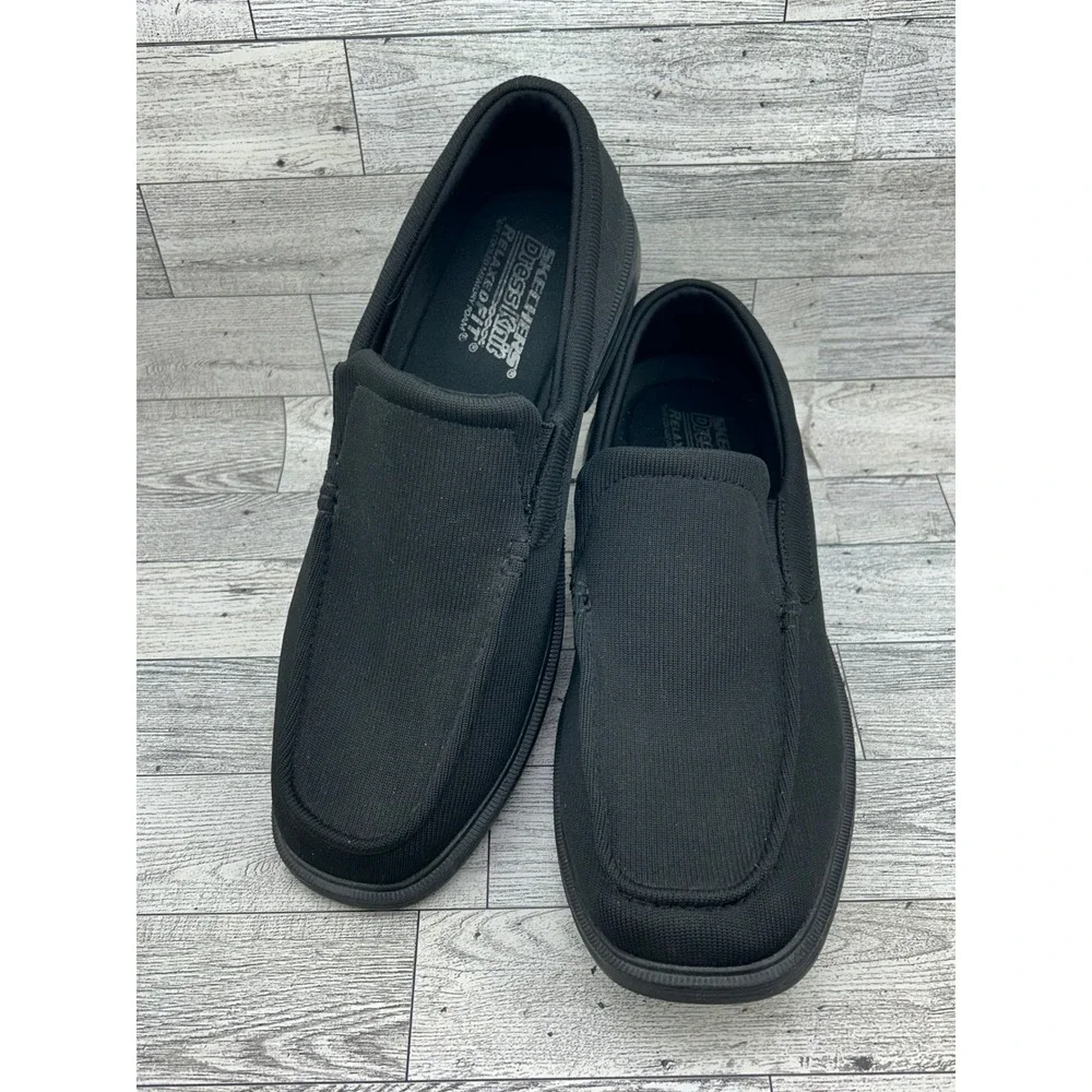 Skechers DressKnit Relaxed‎ Fit Mens Black Slip On Loafers 65134 Size 8.5 BBK